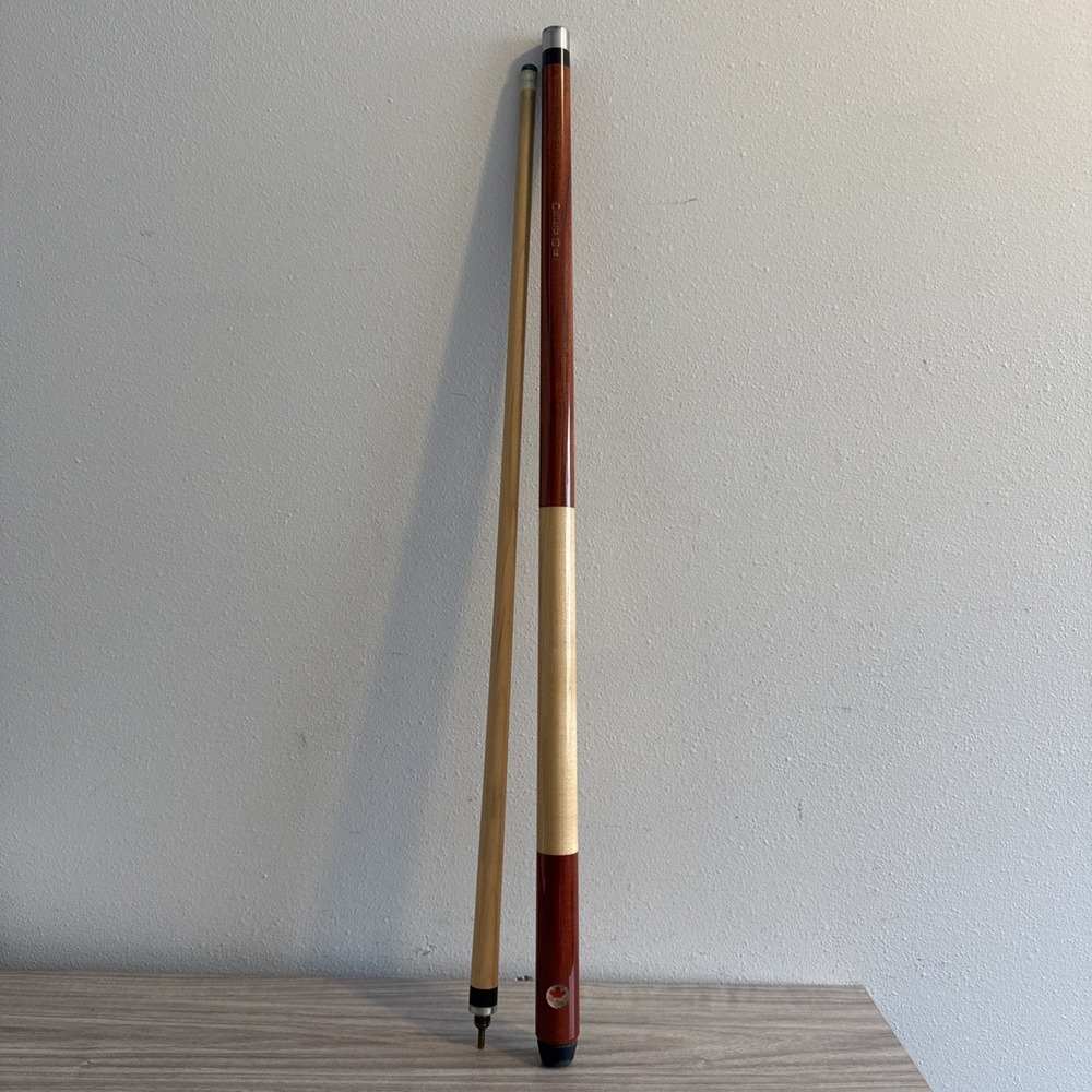 Vintage Dufferin 19 oz 2 Piece Pool Cue Stick Red Maple Leaf 58"